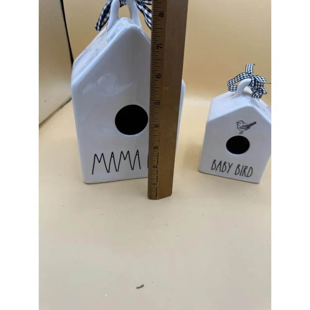 Rae Dunn MAMA BIRD & BABY BIRD Birdhouse Set Farmhouse Decor
